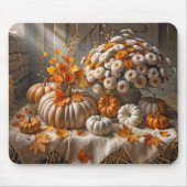 Tapis De Souris Citrouilles et mamans d'automne sur Hay Bale (Devant)