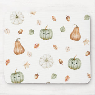 Tapis De Souris Citrouilles Glands Feuilles Menthe Bonheur