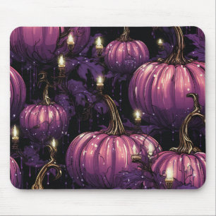 TAPIS DE SOURIS CITROUILLES GOTHIQUES POURPULAIRES AUX BOUGIES À C