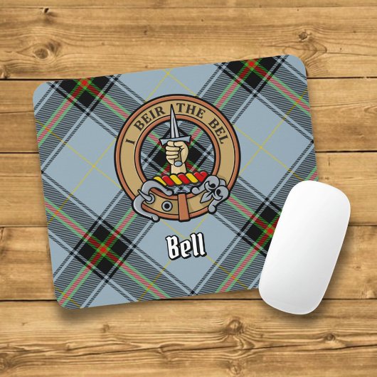 Tapis De Souris Clan Bell Crest sur Tartan