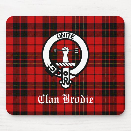 Tapis De Souris Clan Brodie Crest Badge et Tartan (Devant)