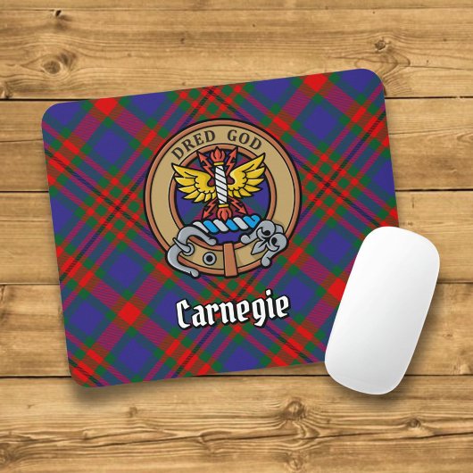 Tapis De Souris Clan Carnegie Crest sur Tartan