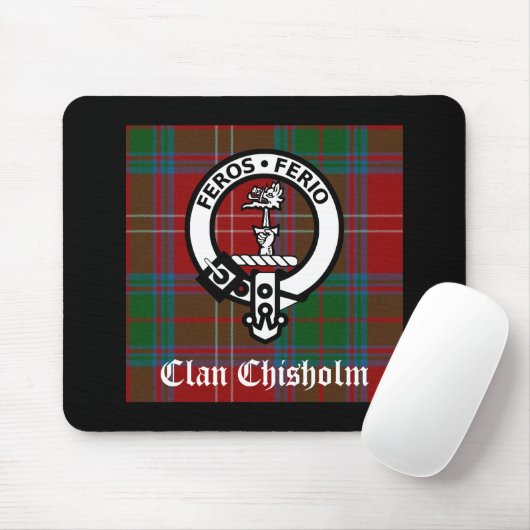 Tapis De Souris Clan Chisholm Tartan & Crest Badge (Avec souris)