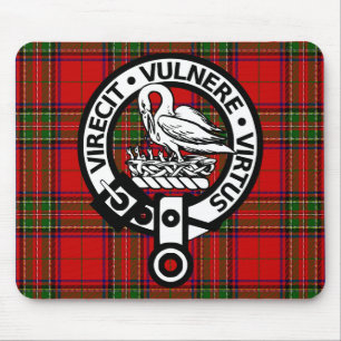 Tapis De Souris Clan écossais Stuart Tartan et Crest