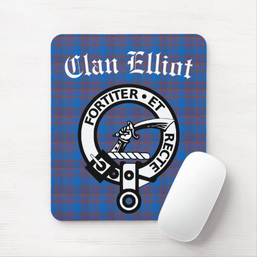Tapis De Souris Clan Elliot Crest Badge & Tartan (Avec souris)