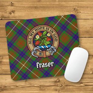 Tapis De Souris Clan Fraser Crest sur la chasse Tartan