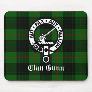 Tapis De Souris Clan Gunn Crest Badge et Tartan