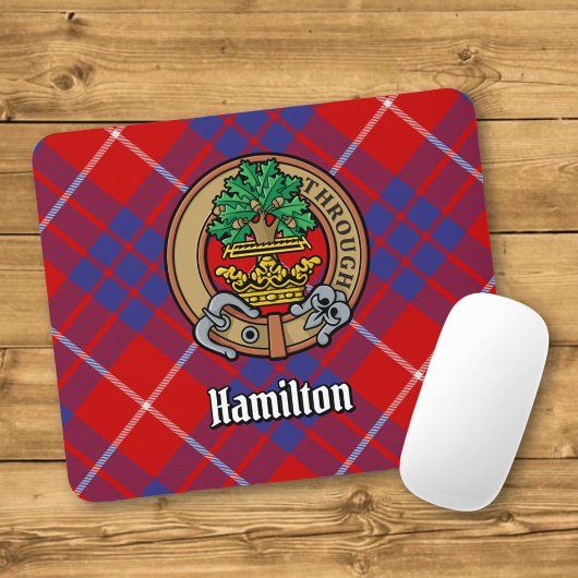 Tapis De Souris Clan Hamilton Crest sur Red Tartan