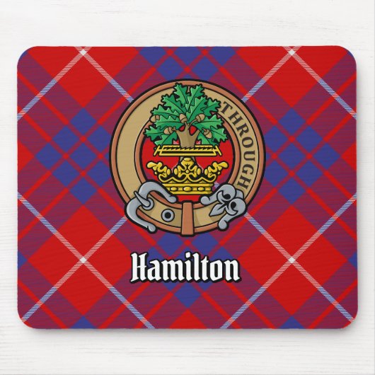 Tapis De Souris Clan Hamilton Crest sur Red Tartan (Devant)