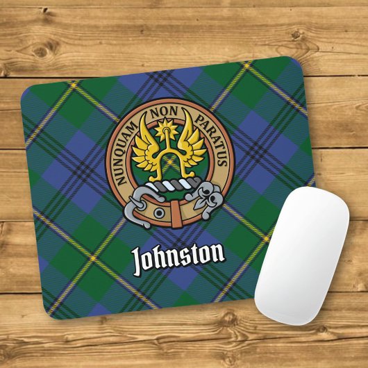 Tapis De Souris Clan Johnston Crest sur Tartan