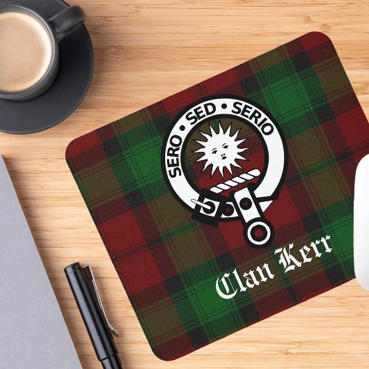 Tapis De Souris Clan Kerr Crest Badge Tartan