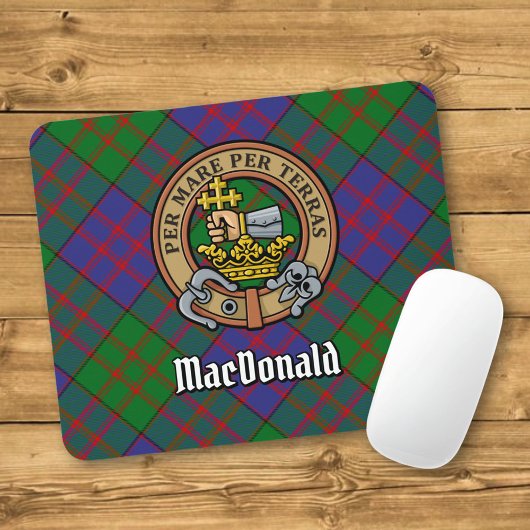 Tapis De Souris Clan MacDonald Crest sur Tartan