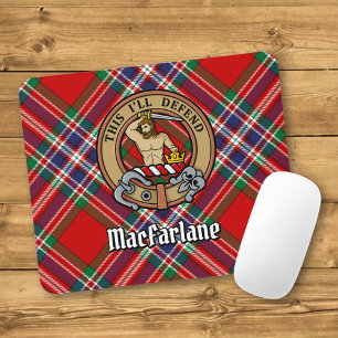 Tapis De Souris Clan MacFarlane Crest sur Red Tartan