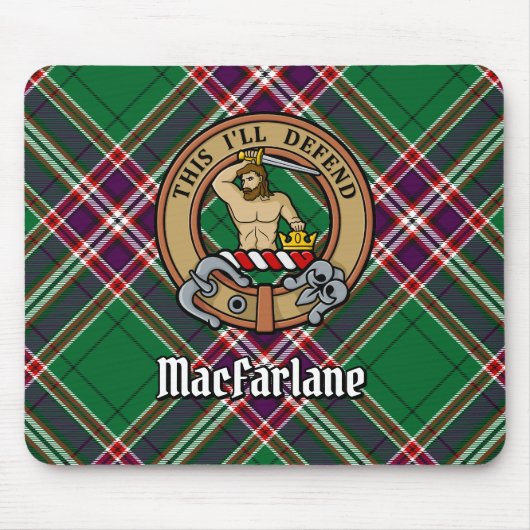 Tapis De Souris Clan MacFarlane Crest sur Tartan de chasse moderne (Devant)