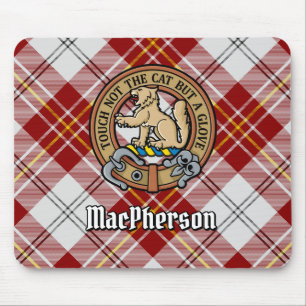 Tapis De Souris Clan MacPherson Crest sur la robe rouge Tartan