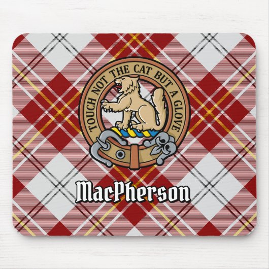 Tapis De Souris Clan MacPherson Crest sur la robe rouge Tartan (Devant)