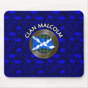 Tapis De Souris Clan Malcolm Tartan Knot & Drapeau