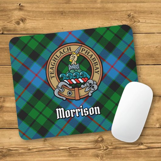 Tapis De Souris Clan Morrison Crest sur la chasse Tartan
