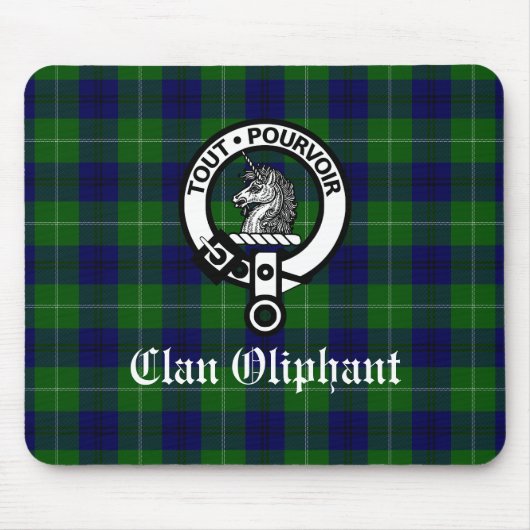Tapis De Souris Clan Oliphant Crest Badge et Tartan (Devant)