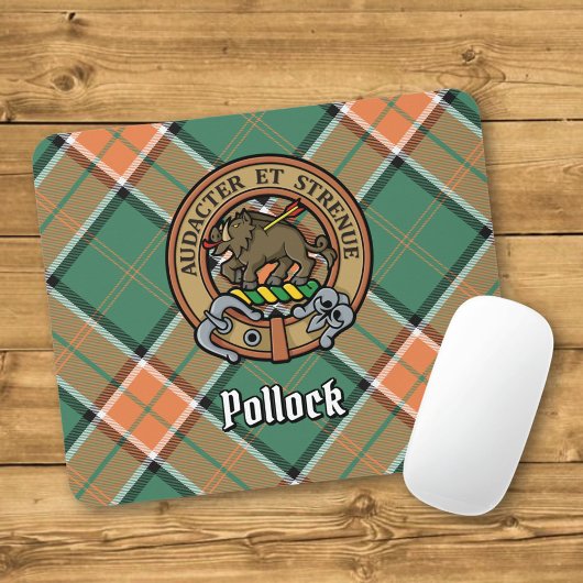 Tapis De Souris Clan Pollock Crest sur Tartan