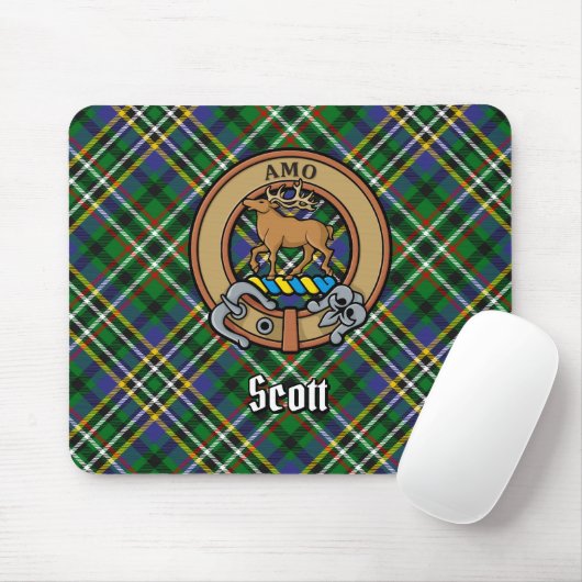 Tapis De Souris Clan Scott Crest sur Green Tartan (Avec souris)