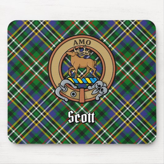 Tapis De Souris Clan Scott Crest sur Green Tartan (Devant)