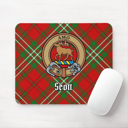 Tapis De Souris Clan Scott Crest sur Red Tartan (Avec souris)