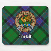 Tapis De Souris Clan Sinclair Crest sur la chasse Tartan (Devant)