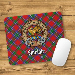 Tapis De Souris Clan Sinclair Crest sur Red Tartan
