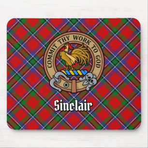 Tapis De Souris Clan Sinclair Crest sur Red Tartan