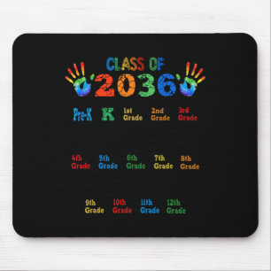 Tapis De Souris Classe de 2036 Grow With Me Color Handprint Pre-K 
