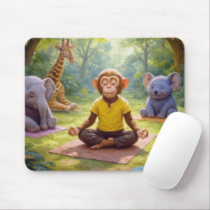 Tapis De Souris Classe De Yoga Jungle Avec De Bons Animaux