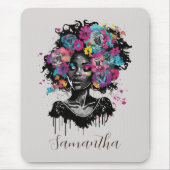 Tapis De Souris Classe Florale Afro Femme (Devant)