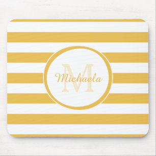 Tapis De Souris Classic Big Stripes Rich Yellow Monogramme Nom
