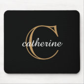 Tapis De Souris Classic Black and Gold Script Monogram (Devant)