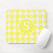 Tapis De Souris Classic Houndstooth Lemon Jaune & Blanc Monogramme (Avec souris)