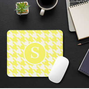 Tapis De Souris Classic Houndstooth Lemon Jaune & Blanc Monogramme