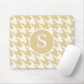 Tapis De Souris Classic Houndstooth Tan Beige & Blanc Monogramme (Avec souris)