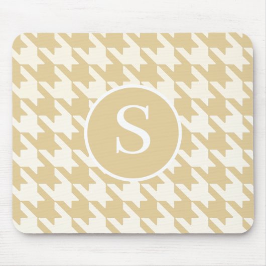 Tapis De Souris Classic Houndstooth Tan Beige & Blanc Monogramme (Devant)
