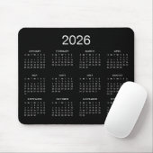 Tapis De Souris Classic Simple Noir Et Blanc Calendrier 2026 (Avec souris)