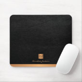 Tapis De Souris Classy élégant en cuir noir or monogrammed (Avec souris)