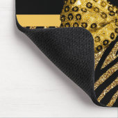Tapis De Souris Classy Gold Zebra Print FAUX Glitz Bow avec nom (Coin)