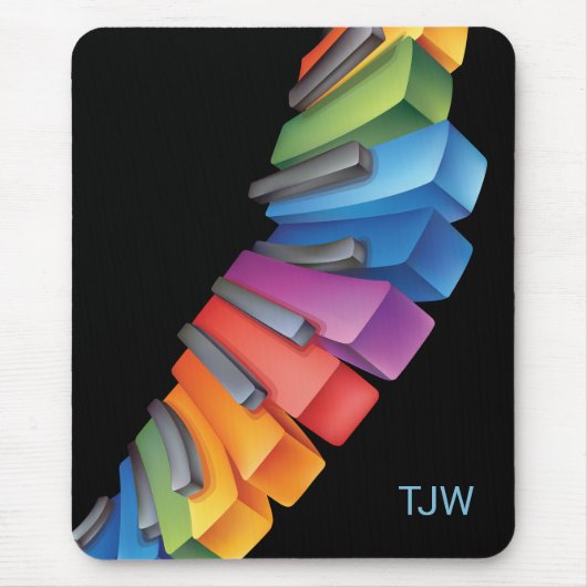 Tapis De Souris Clavier arc-en-ciel coloré avec Monogramme (Devant)