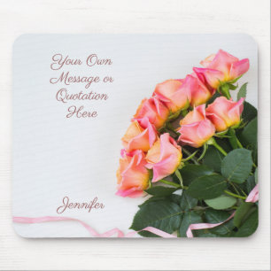 Tapis De Souris Clavier de souris Rose texte et nom personnalisé