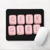 Tapis De Souris Clavier Mousepad de rose de fille de geek (Avec souris)