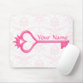 Tapis De Souris Clé de coeur de couronne (Avec souris)