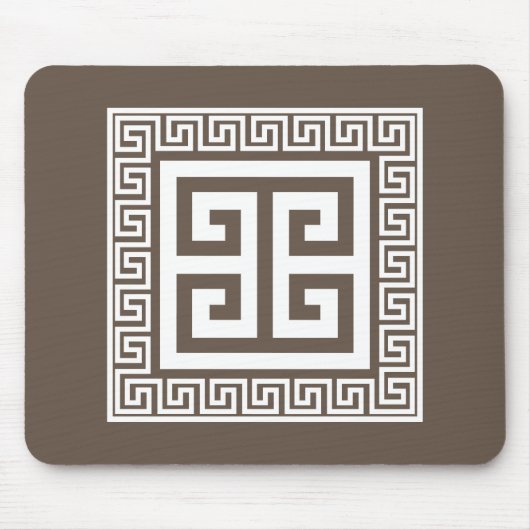 Tapis De Souris Clé grecque Motif blanc et design Brown (Devant)