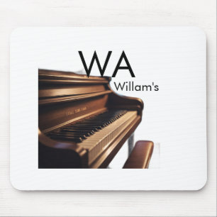 Tapis De Souris Clés de table de piano en bois Brown nom monogramm
