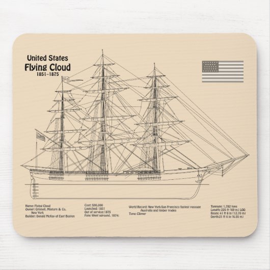 Tapis De Souris Clipper Ship Floud - Plan d'expédition SD (Devant)