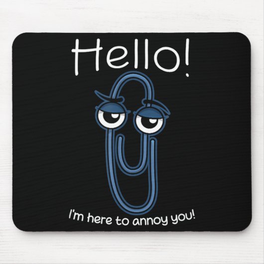 Tapis De Souris Clippy Paper Clip Funny Meme Page Note Sarcastic (Devant)